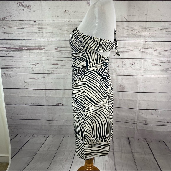 LYRIQUE strapless summer half open back summer mini cone dress Sz 10 - Picture 3 of 8